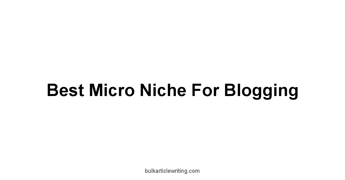 Best Micro Niche For Blogging