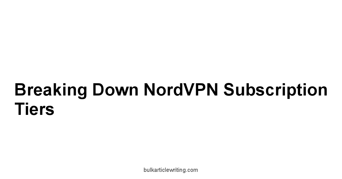 Breaking Down NordVPN Subscription Tiers