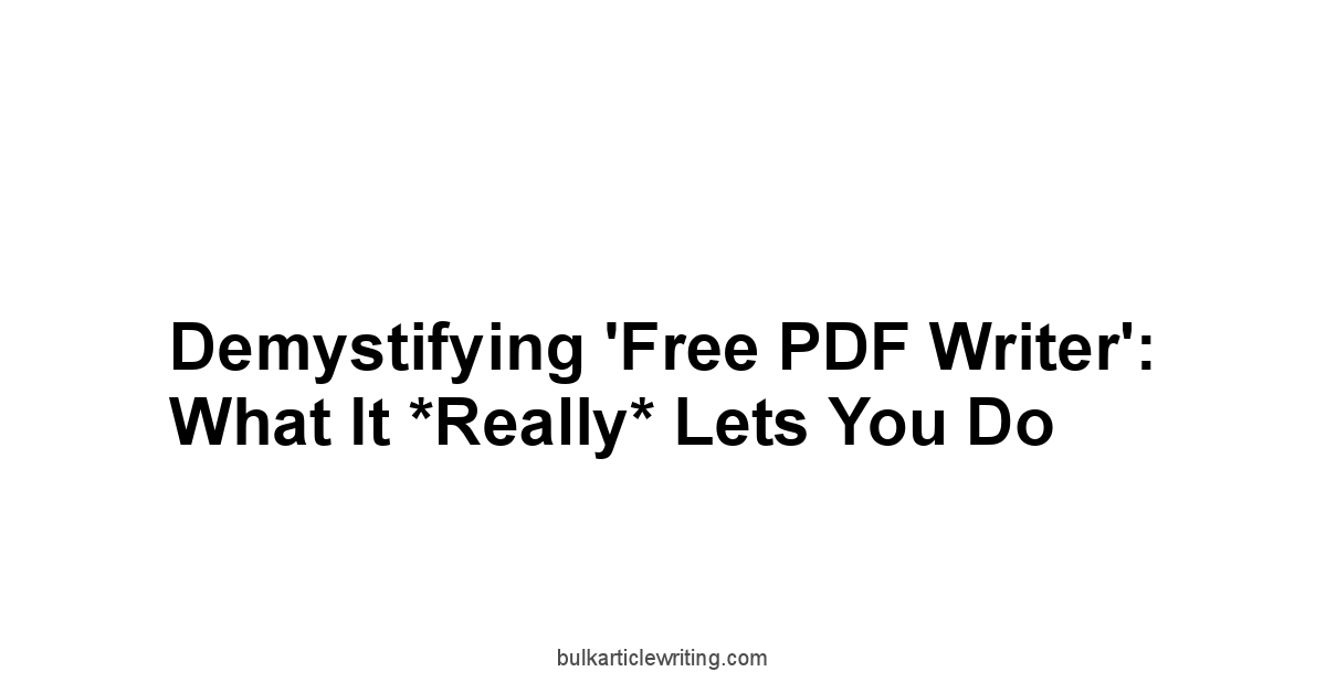 Demystifying 'Free PDF Writer': What It *Really* Lets You Do