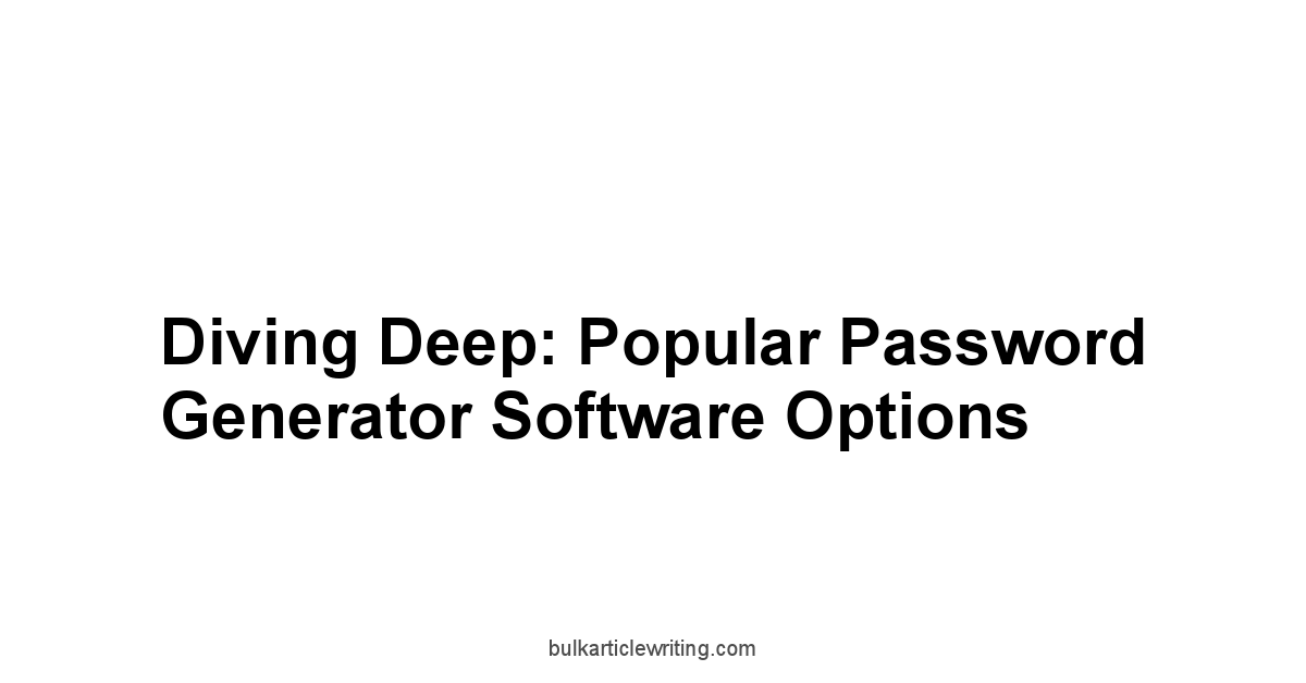 Diving Deep: Popular Password Generator Software Options