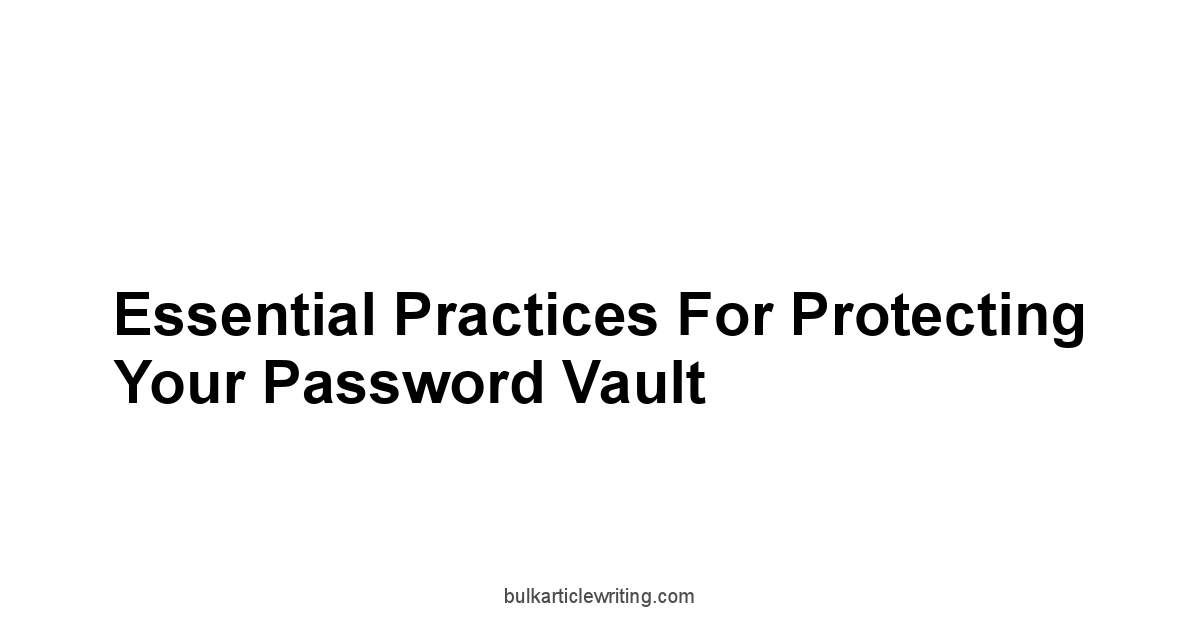 Essential Practices for Protecting Your Password Vault