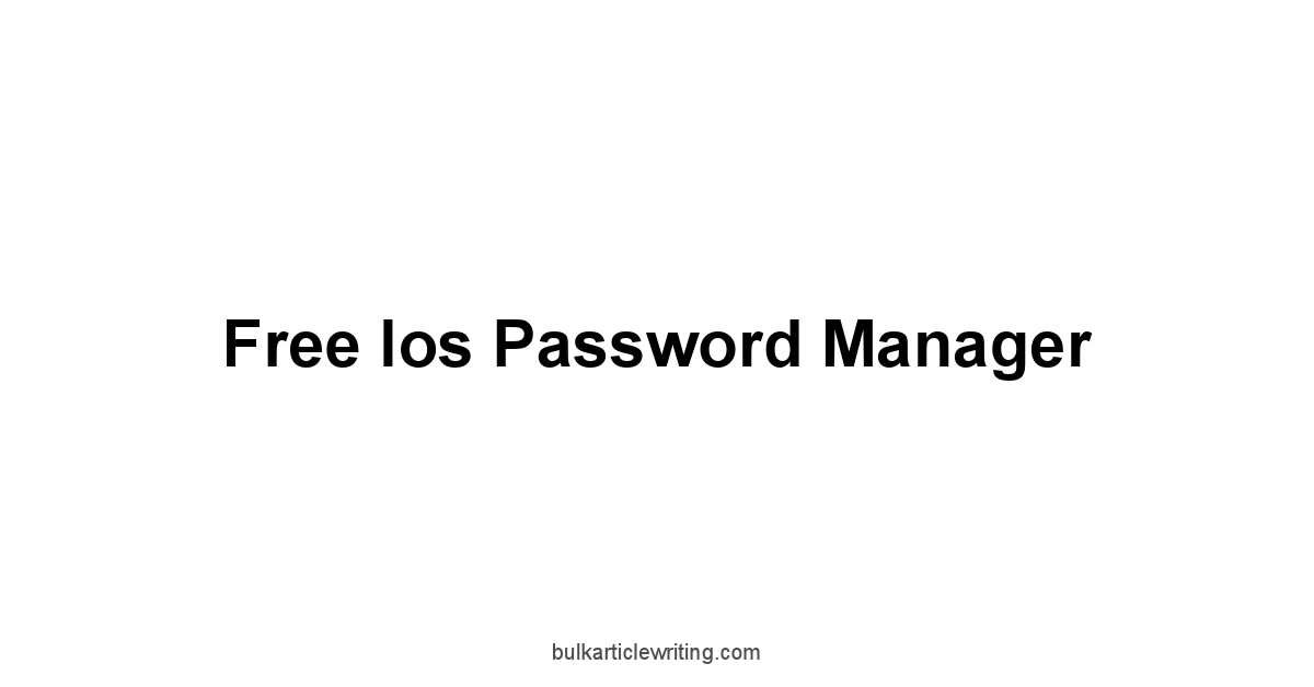 Free Ios Password Manager 1 by Partners