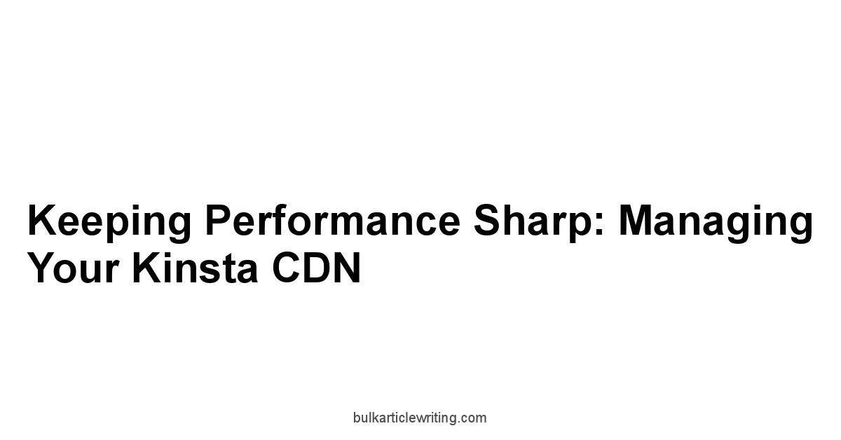 Keeping Performance Sharp: Managing Your Kinsta CDN