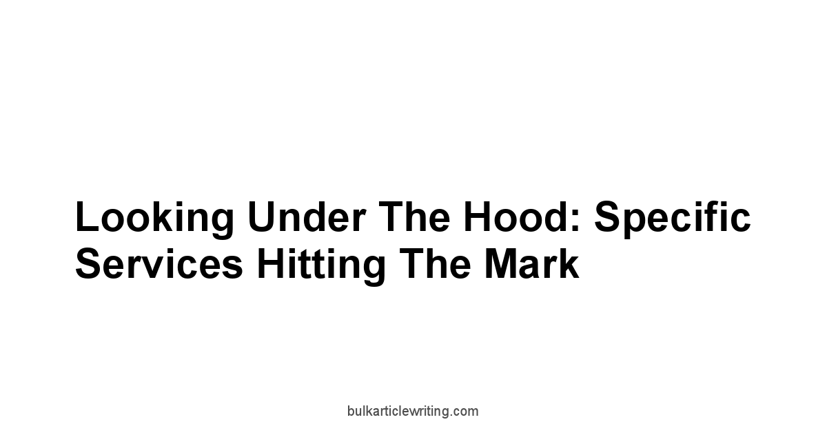 Looking Under the Hood: Specific Services Hitting the Mark