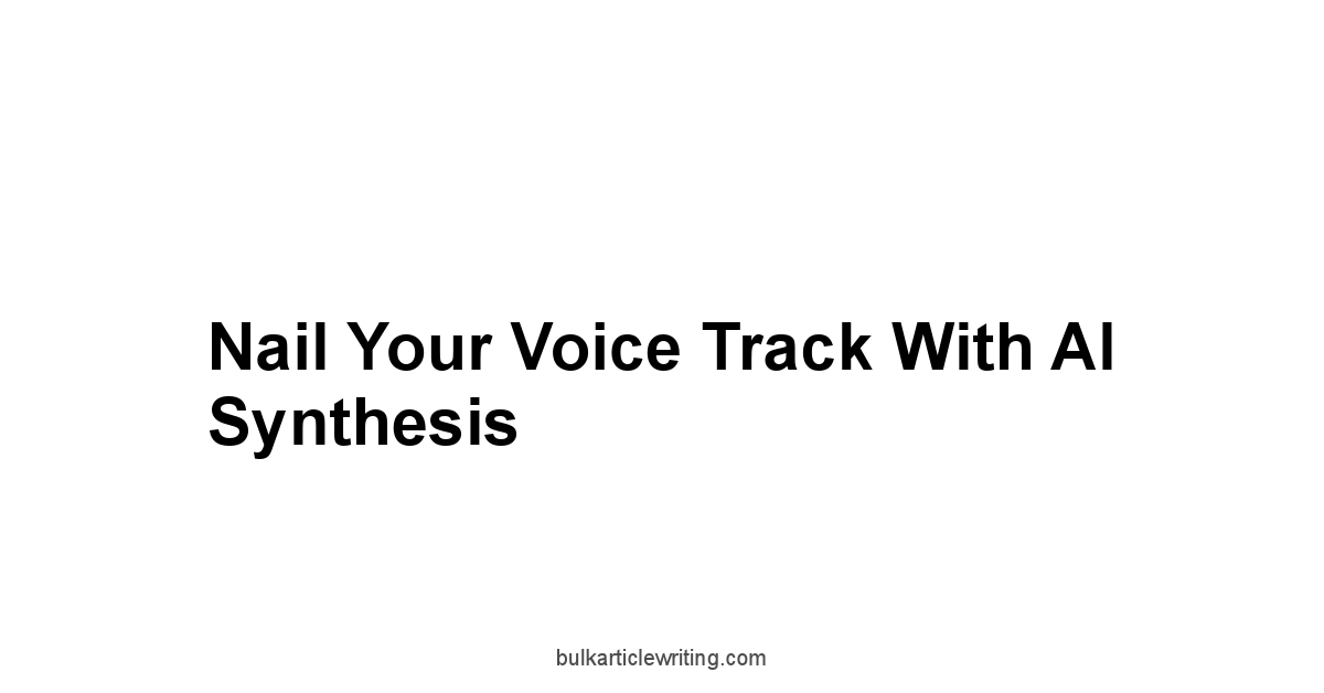 Nail Your Voice Track with AI Synthesis