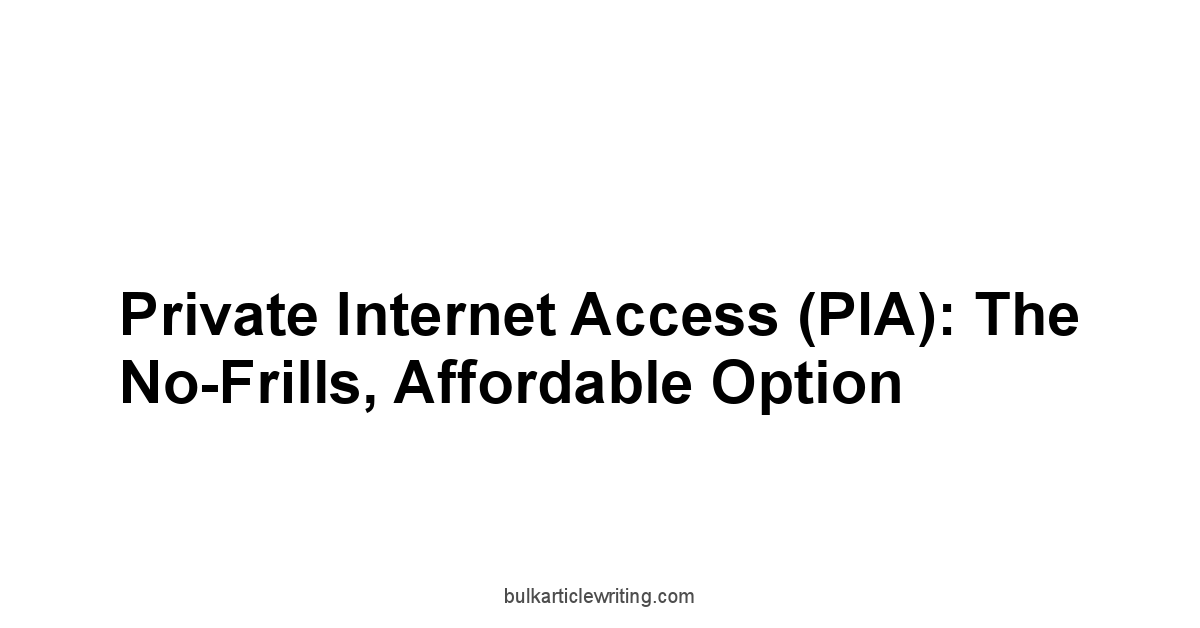 Private Internet Access PIA: The No-Frills, Affordable Option
