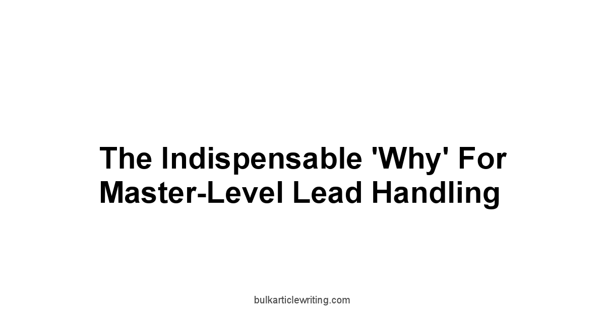 The Indispensable 'Why' for Master-Level Lead Handling