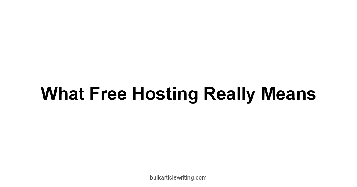 What Free Hosting Really Means