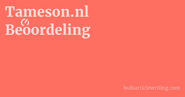 Tameson.nl Beoordeling 1 by